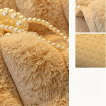 Three-Texture Faux Fur Couch Cover detail showing a coordinated modular sofa arrangement
