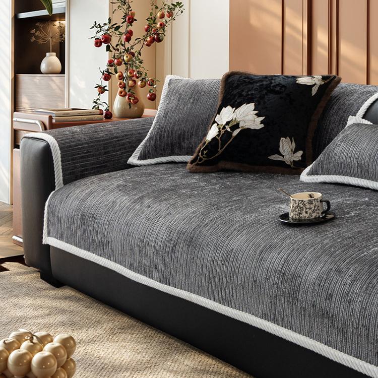 Dark gray option for the Plush Ribbed Chenille Modular Couch Cover