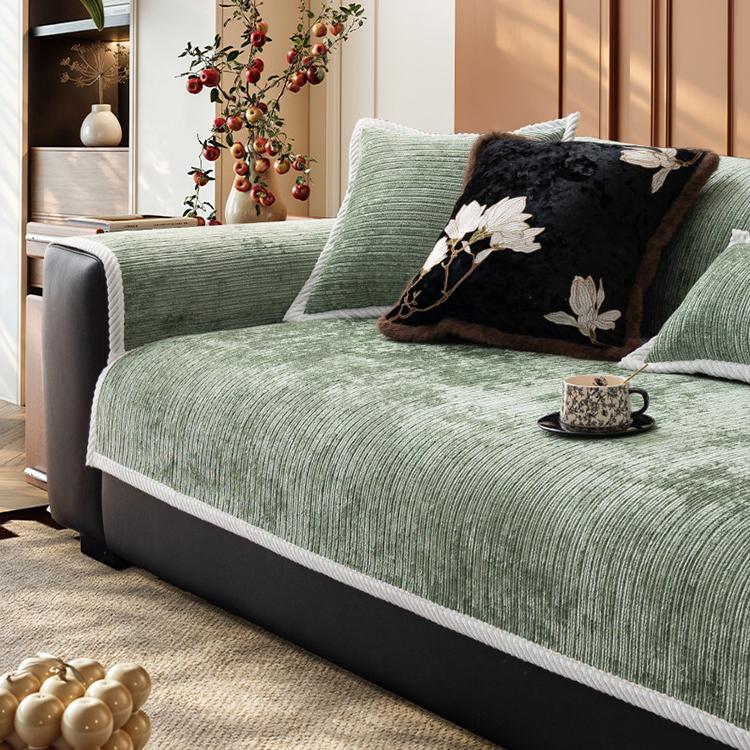 Green option for the Plush Ribbed Chenille Modular Couch Cover