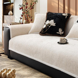 White option for the Plush Ribbed Chenille Modular Couch Cover