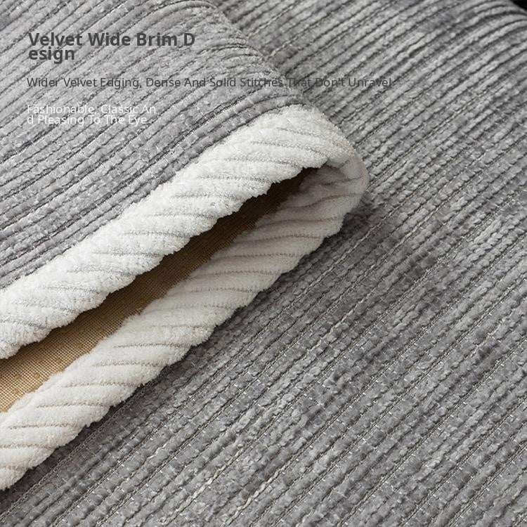Plush contrast edging on the chenille couch cover