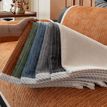 Stacked chenille couch cover color options