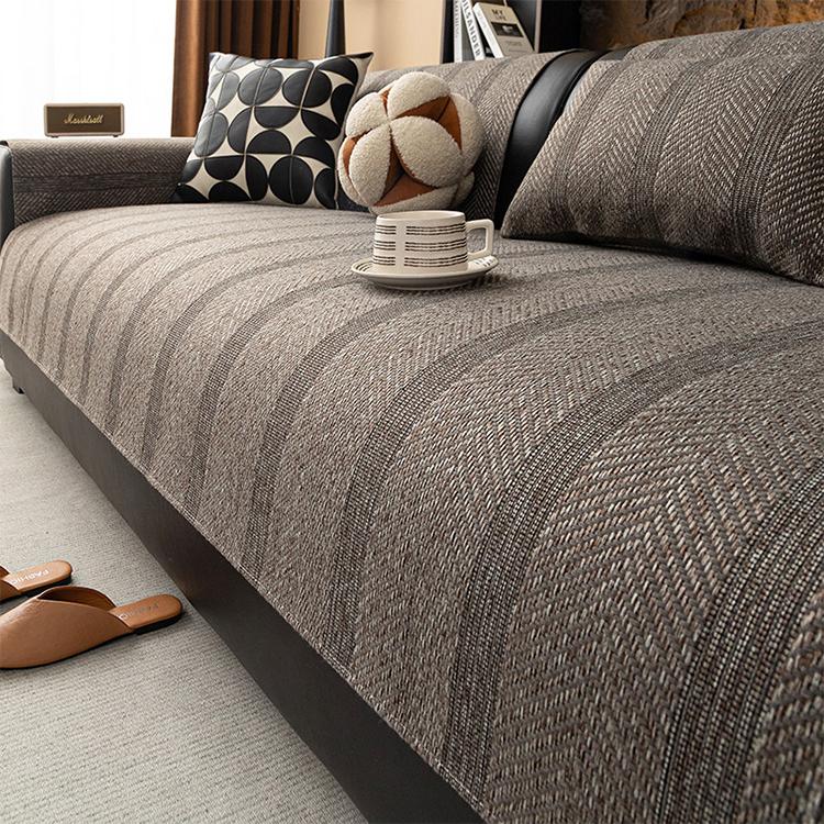 Dark gray option for the Textured Herringbone Faux Linen Couch Cover