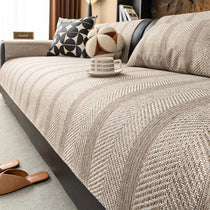 Khaki option for the Textured Herringbone Faux Linen Couch Cover