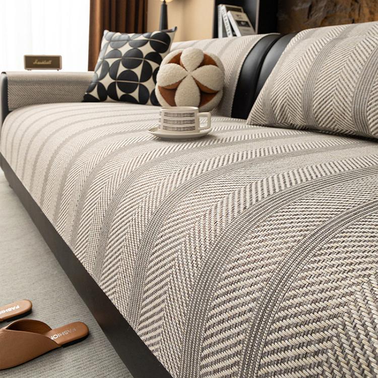 Light gray option for the Textured Herringbone Faux Linen Couch Cover