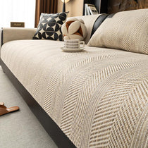 White option for the Textured Herringbone Faux Linen Couch Cover