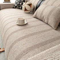 Close view of the woven faux linen surface