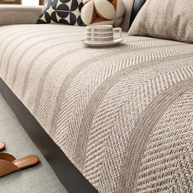Light coffee brown couch cover on a sofa