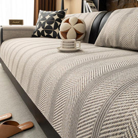 Light gray herringbone couch cover