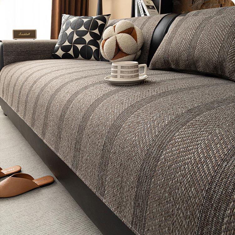 Dark gray herringbone couch cover