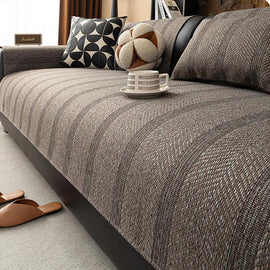 Dark gray herringbone couch cover