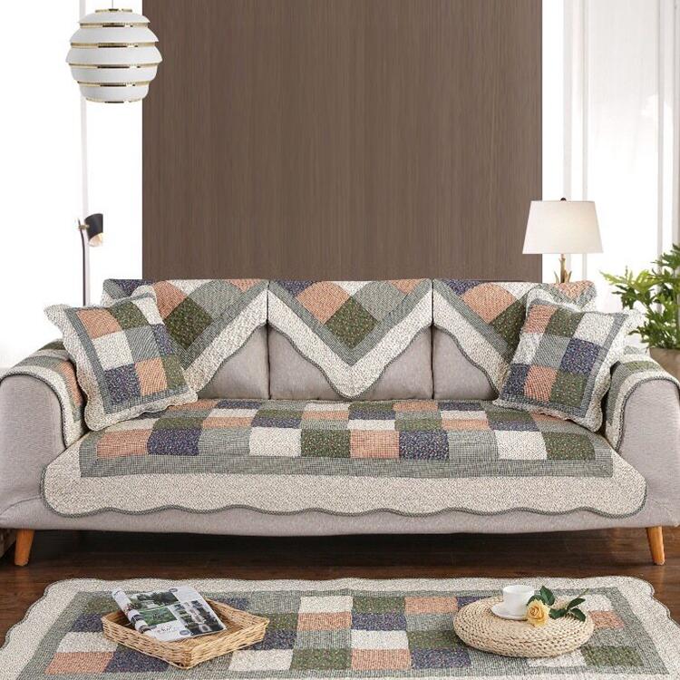 Quilted Patchwork Cotton Modular Couch Cover – gsft-9017 Secondary image