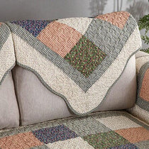 Quilted cotton patchwork stitching close-up