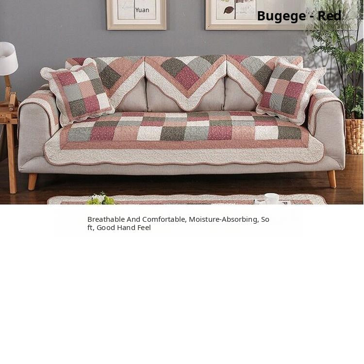 Green multicolor checkerboard couch cover