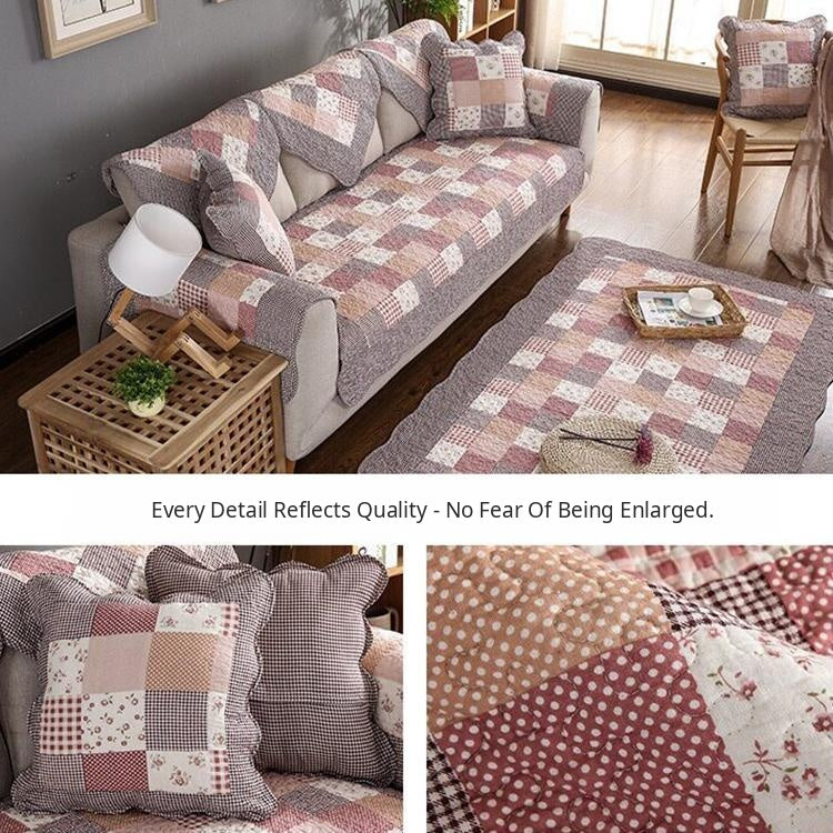 Red-gray patchwork couch cover