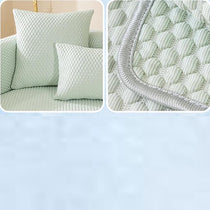 Green cover with matching textured pillows