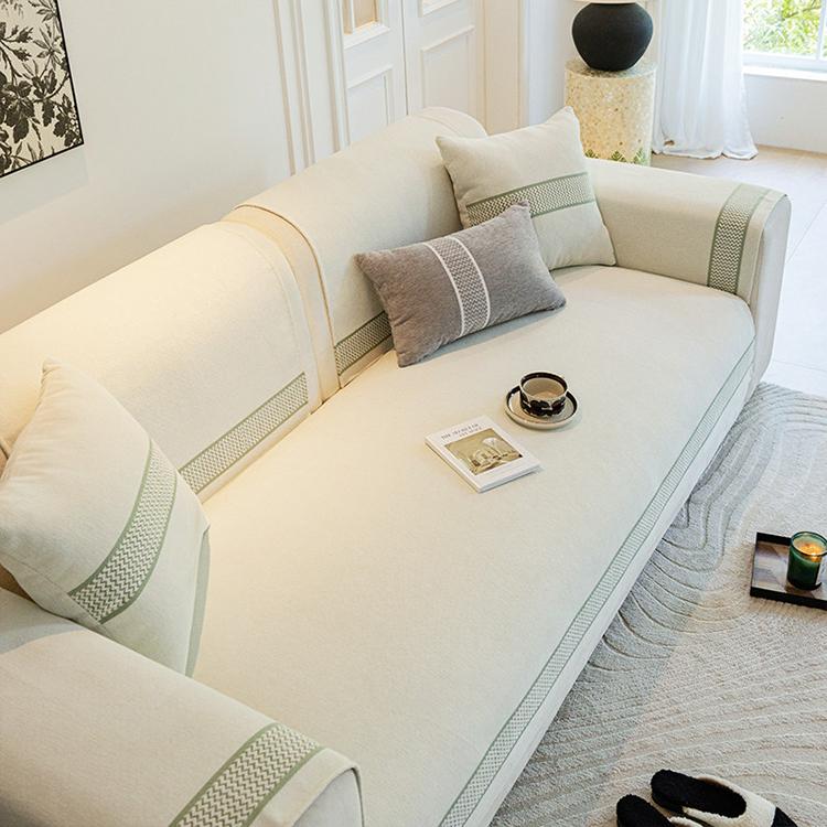 White option for the Two-Tone Bordered Chenille Modular Couch Cover