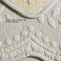 Close view of the raised botanical cotton texture