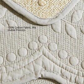 Close view of the raised botanical cotton texture