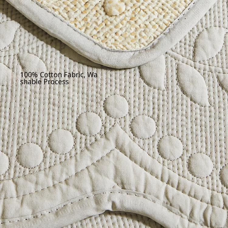 Close view of the raised botanical cotton texture