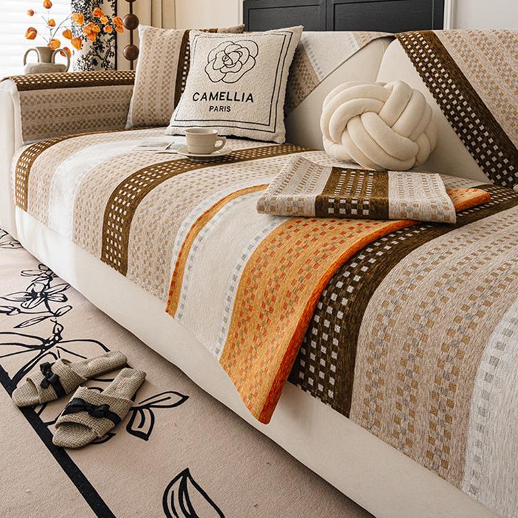 Cozy Striped Chenille Modular Couch Cover – gsft-9040 Secondary image