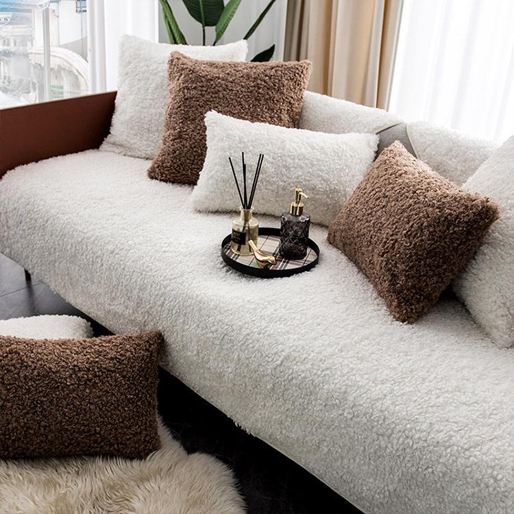 Plush Textured Modular Sofa Cover for Pets - White