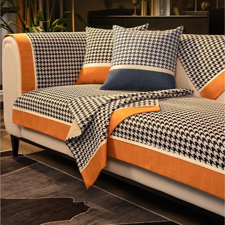 Color-Block Houndstooth Sofa Cover for Pets - product detail 11