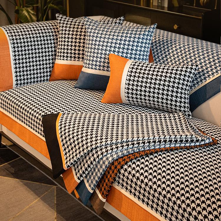 Color-Block Houndstooth Sofa Cover for Pets - product detail 15