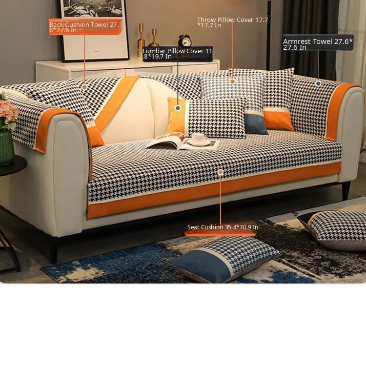 Color-Block Houndstooth Sofa Cover for Pets - product detail 19