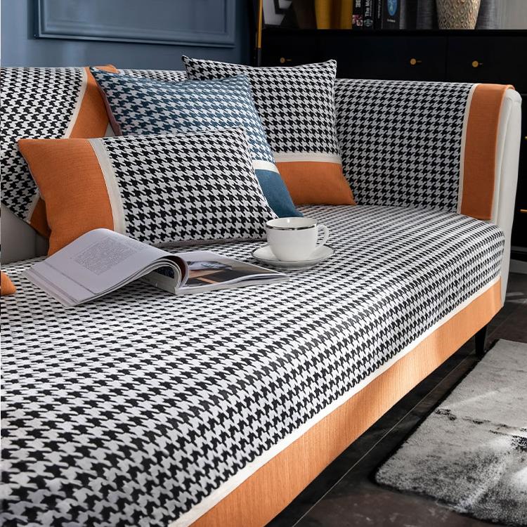 Color-Block Houndstooth Sofa Cover for Pets - product detail 22