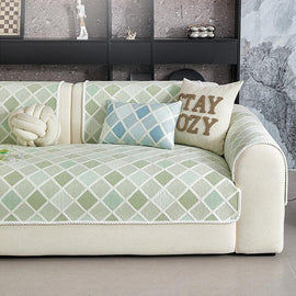 Plaid Ice Silk Modular Sofa Cover for Pets - product detail 05