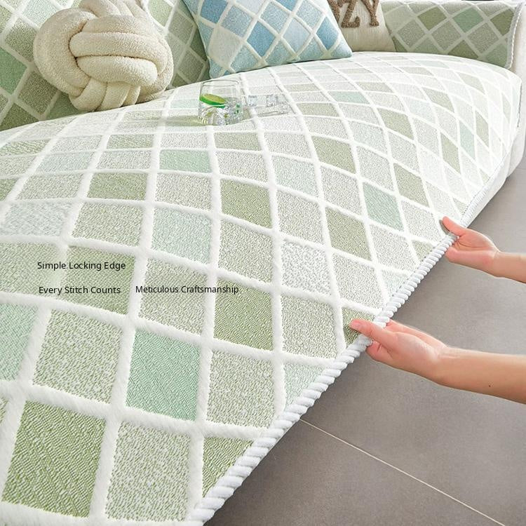 Plaid Ice Silk Modular Sofa Cover for Pets - product detail 09
