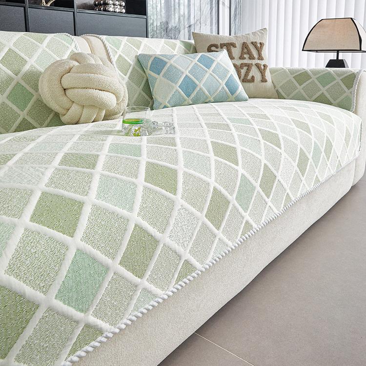 Plaid Ice Silk Modular Sofa Cover for Pets - product view 1