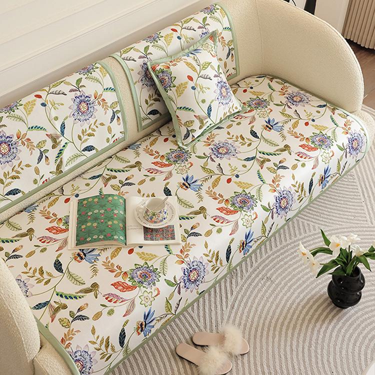 Garden Botanical Floral Ice Silk Couch Cover – gsft-9049 Secondary image