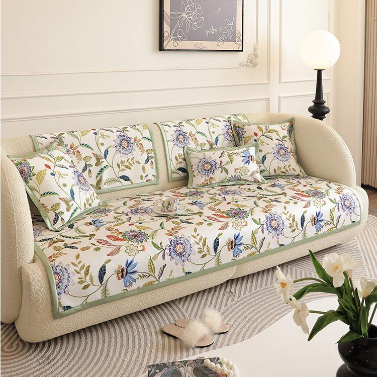 Botanical Floral Ice Silk Sofa Cover for Pets - product view 1 Main image