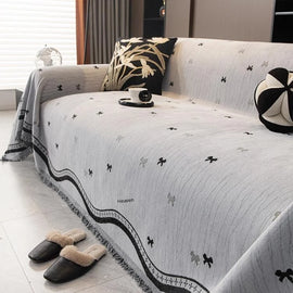 Playful Star Chenille One-Piece Couch Cover – gsft-9136 - gsft-9136-a1-GY