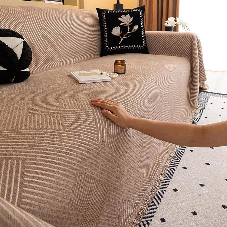 Playful Star Chenille One-Piece Couch Cover – gsft-9136 - gsft-9136-a3-LBN