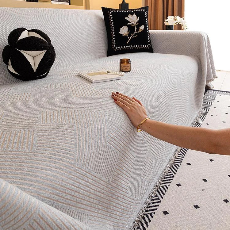 Playful Star Chenille One-Piece Couch Cover – gsft-9136 - gsft-9136-a3-LGY