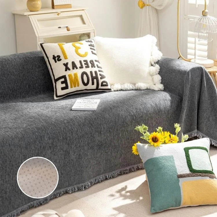 Playful Star Chenille One-Piece Couch Cover – gsft-9136 - gsft-9136-a5-DGY