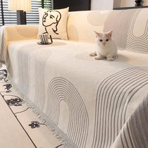 Modern Striped Chenille One-Piece Couch Cover – gsft-9139 - gsft-9139-a-GY