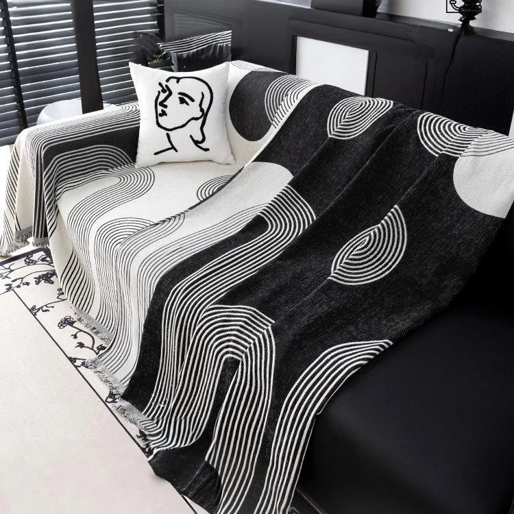 Modern Striped Chenille One-Piece Couch Cover – gsft-9139 main image Imagen principal del producto