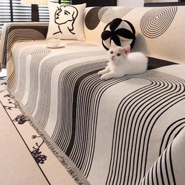 Modern Striped Chenille One-Piece Couch Cover – gsft-9139 detail 1