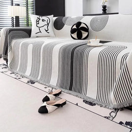 Modern Striped Chenille One-Piece Couch Cover – gsft-9139 detail 7