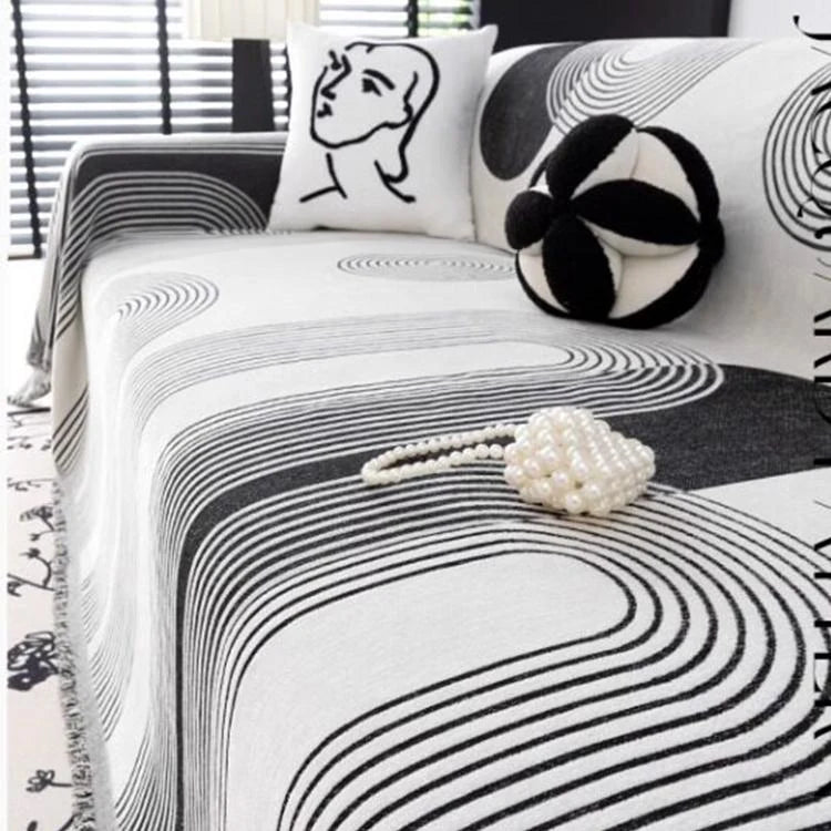 Modern Striped Chenille One-Piece Couch Cover – gsft-9139 detail 9