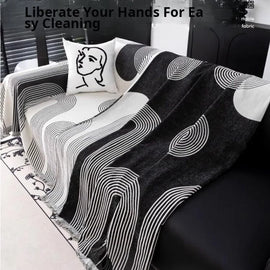 Modern Striped Chenille One-Piece Couch Cover – gsft-9139 detail 10