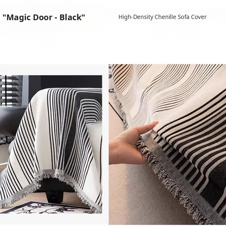 Modern Striped Chenille One-Piece Couch Cover – gsft-9139 detail 11