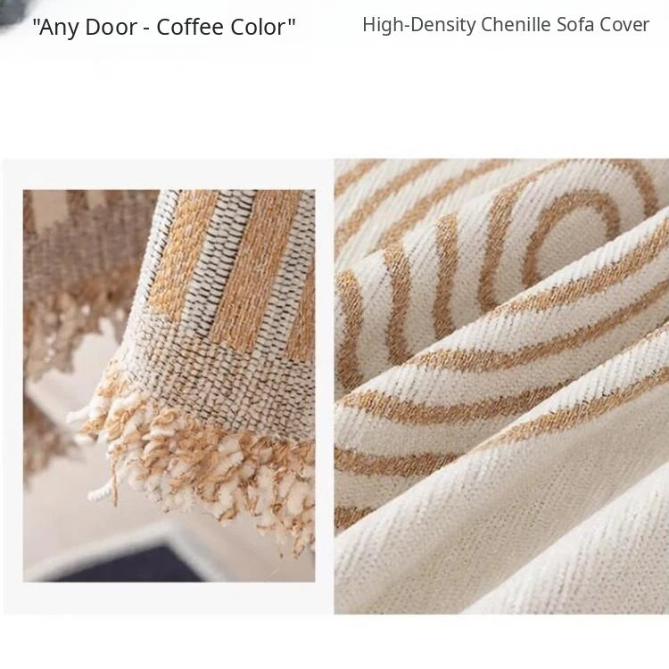 Modern Striped Chenille One-Piece Couch Cover – gsft-9139 detail 14