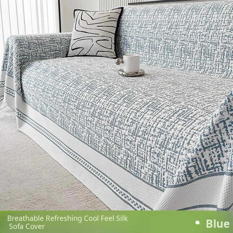 Cooling Textured Ice Silk One-Piece Couch Cover – gsft-9140 - gsft-9140-a1-BU