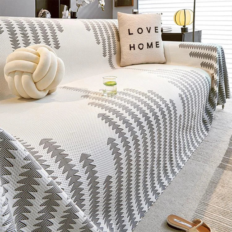Cooling Textured Ice Silk One-Piece Couch Cover – gsft-9140 - gsft-9140-a2-BK