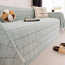 Cozy Plaid Fleece One-Piece Couch Cover – gsft-9141 - gsft-9141-a-BU